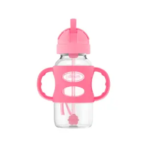 Dr. Brown's 8 oz/9 oz PP Sippy Straw Bottle w/ Silicone Handles, Pink/Blue - Botol Minum Anak