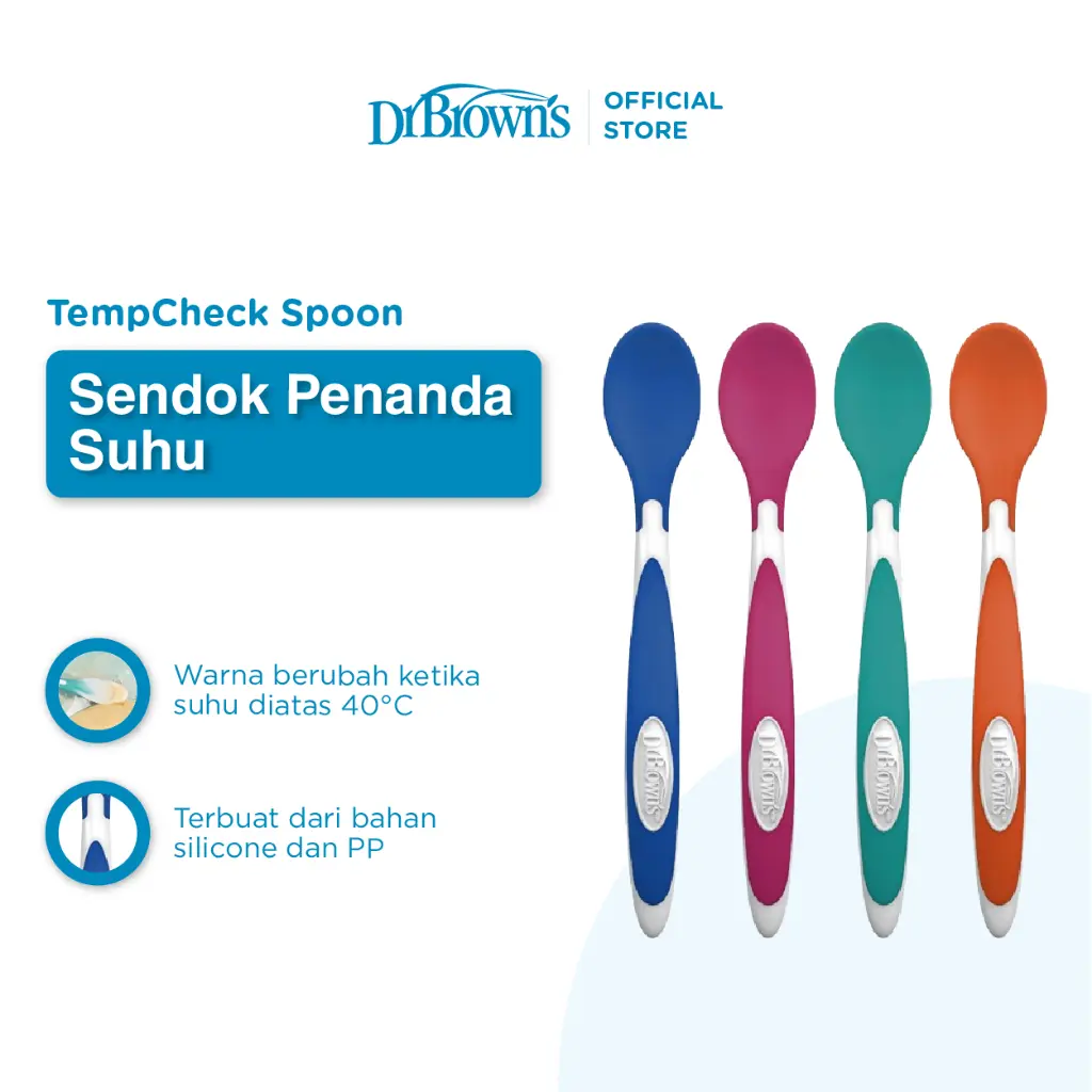 Dr. Brown’s TempCheck Spoons, 4-Pack (TF024) / Sendok Makan Bayi / Peralatan Makan MPASI