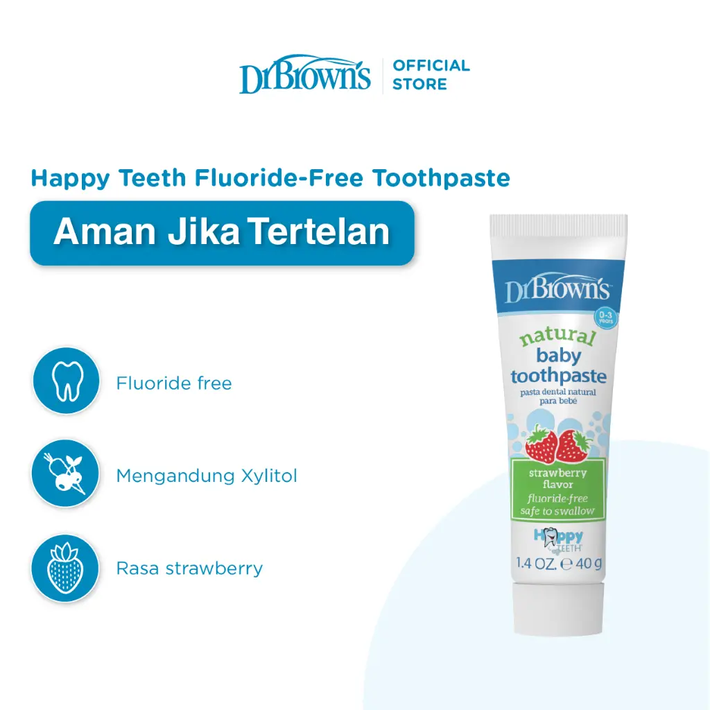Dr. Brown’s Happy Teeth Fluoride-Free Toothpaste / Pasta Gigi Anak / Odol Anak