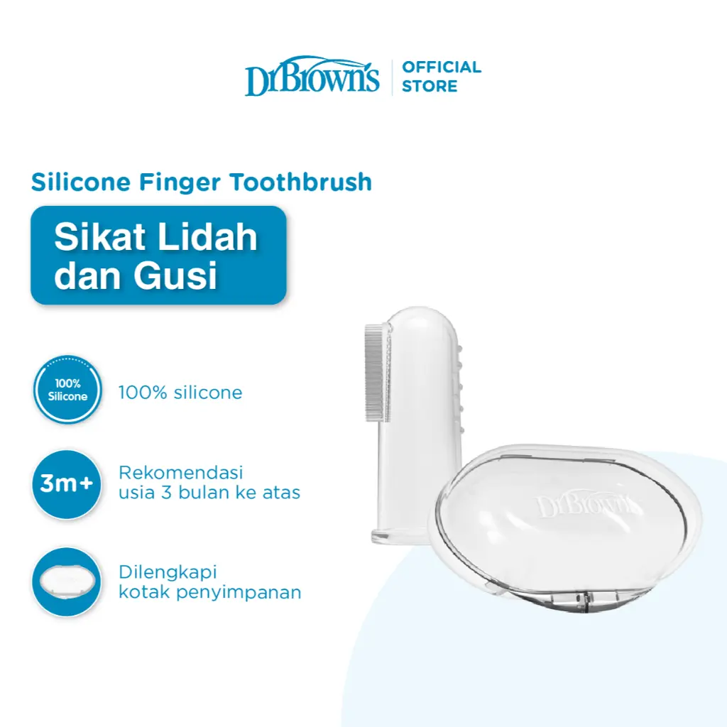 Dr.Brown’s Silicone Finger Toothbrush with Case / Toothbrush Bayi / Sikat Gigi Bayi / Sikat Lidah Bayi – HG010