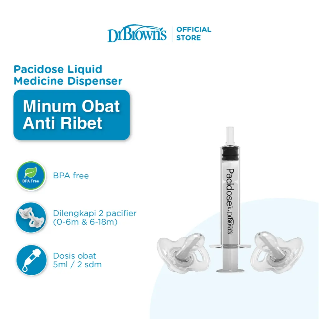 Dr. Brown’s Pacidose Liquid Medicine Dispenser, Combo Pack – Stage 1 & Stage 2 Pacifier / Pipet Obat