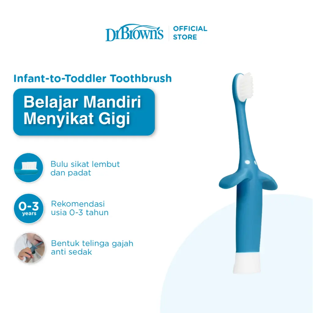 Dr. Brown’s Infant-to-Toddler Toothbrush / Toothbrush Baby / Sikat Gigi Bayi / Sikat Gigi Anak Silicone Bulu Halus