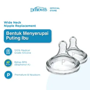 Dr. Brown's Anti Colic Wide Neck Teat Options+, 2-Pack / Dot Botol Susu