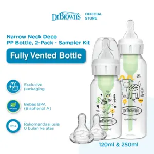 [FREE NIPPLE] Dr. Brown's Solusi Menyusui PP Narrow Anti-Colic Options+ Baby Bottle Deco Starter Kit / Botol Susu Bayi / Perlengkapan Botol Bayi