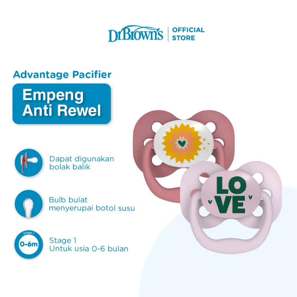 Dr.Brown’s Advantage Pacifier Assorted, 2-Pack / Pacifier / Empeng Bayi
