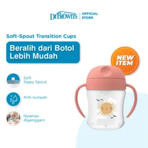 Dr.Brown's  6 oz / 180 ml Soft-Spout Transition Cup Stage 1: 6m+ / Botol Minum Anak / Botol Minum Bayi - 61001