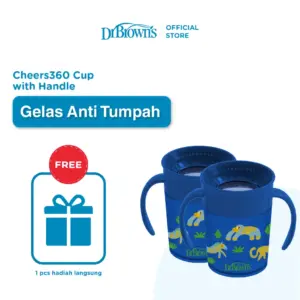 [BELI 2 LEBIH HEMAT] Dr.Brown's Cheers 360 Cup with Handle / gelas anak / cup anak anti tumpah / botol minum anak - 2 Pack